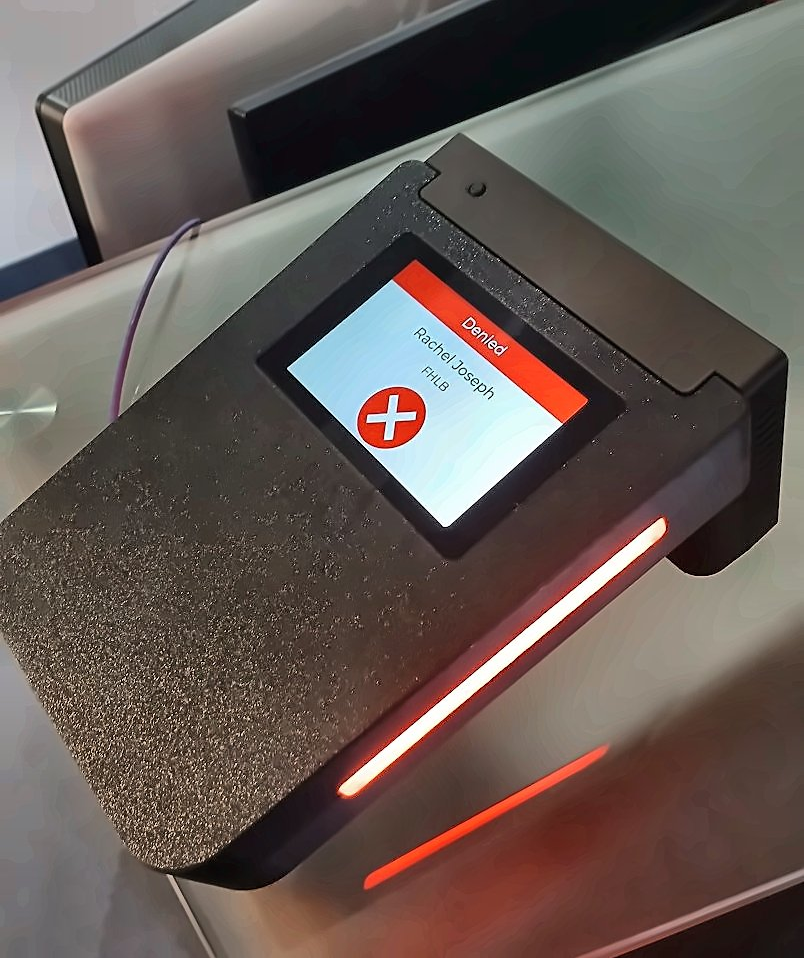 RG503 scanner with a red Denied screen and red light bar